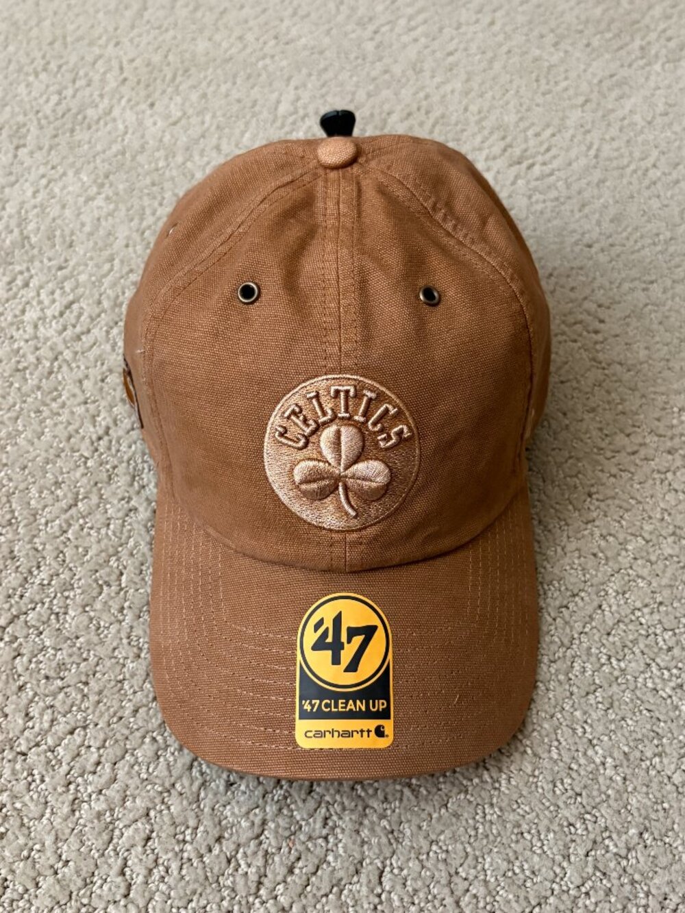 '47 Brand x Carhartt Boston Celtics Clean Up Dyed Brown Strapback Hat OSFM NWT